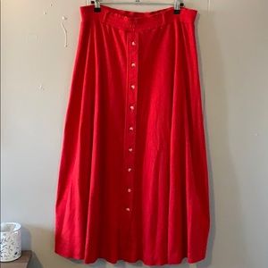 Red midi skirt